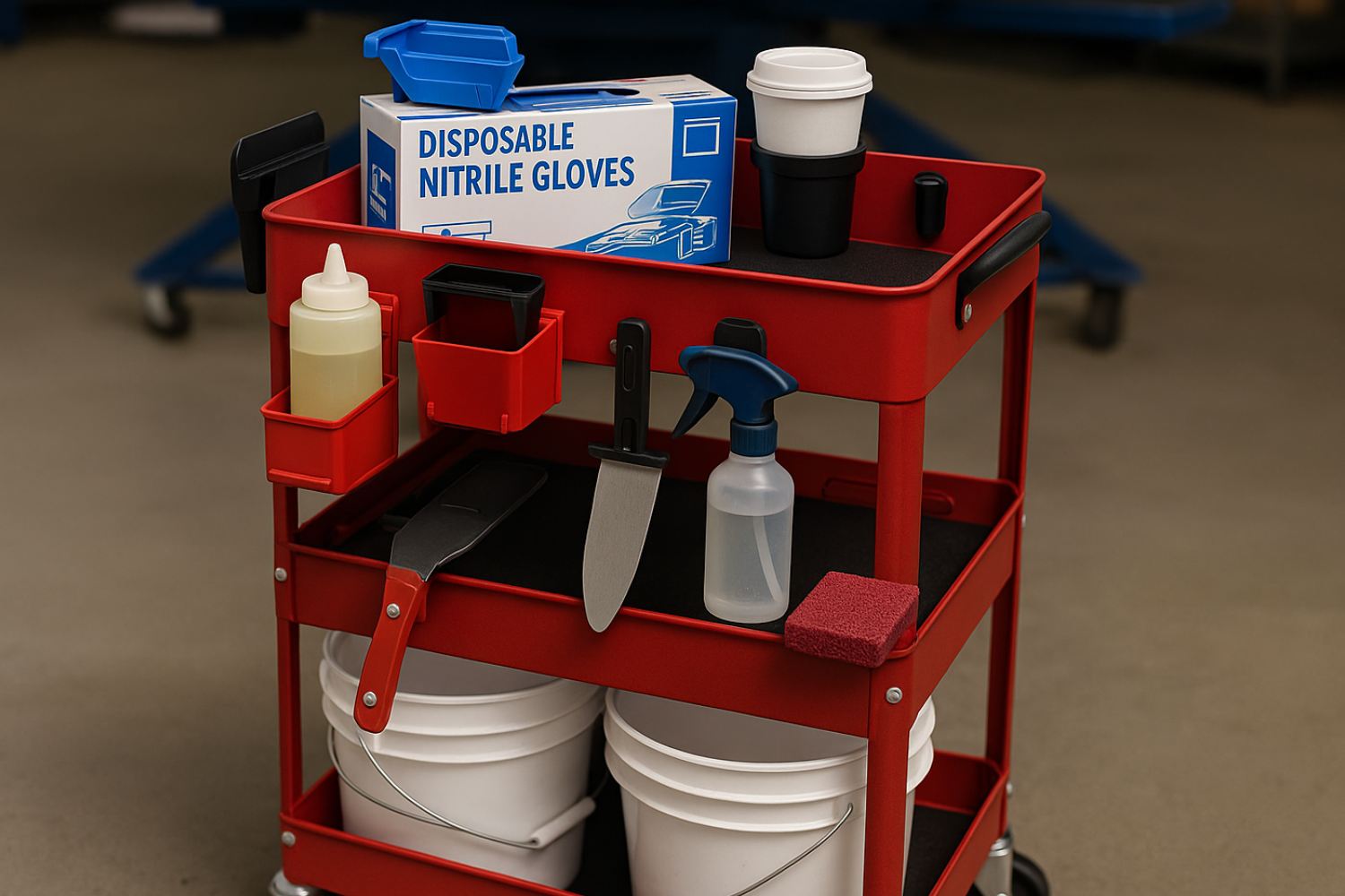 harbor freight cart filled with various supplies